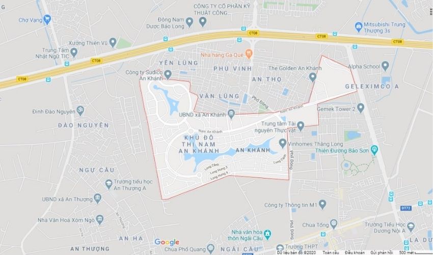 Vị trí Khu đô thị Nam An Khánh qua Google Map
