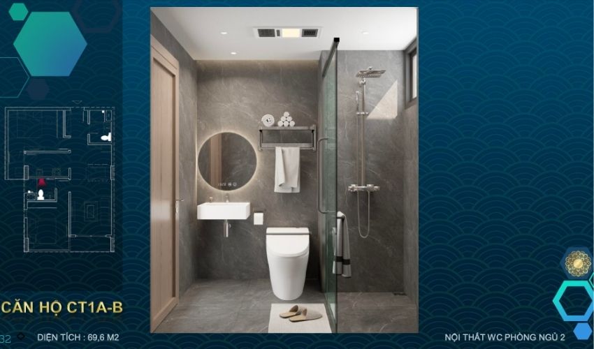 Thiết kế phòng vệ sinh tại chung cư Tây Nam Mễ Trì
